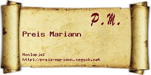 Preis Mariann névjegykártya